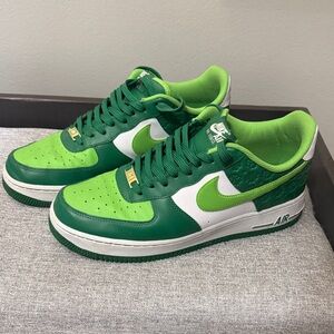 Men’s Nike Air Force Ones Green and White Sneakers